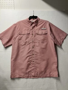 Habit Shirt Mens Medium Red Gingham Plaid Check Performance Fishing Lightweight - Picture 1 of 4