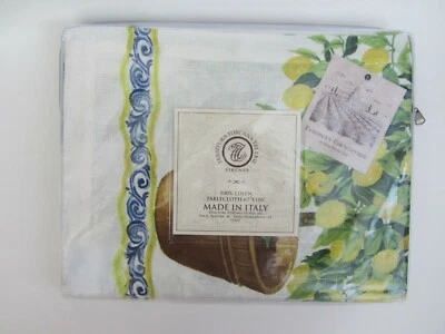 Tessitura Toscana Telerie Firenze TABLECLOTH LEMONS 67" x 106" Linen Italy NEW - Image 1 of 4