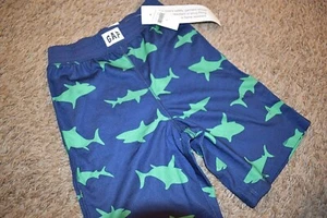 4TA NWT Size 4 Boys GAP Navy Blue/Green SHARK Pajamas Sleep Lounge Shorts - Picture 1 of 5