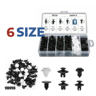 100 PCS Box Set Bumper Fender Liner Push Type Retainer Clips for Ford SUVs Foto 1 de 4