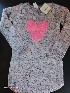 NWT Gymboree Girls Fuzzy Heart Sweater Dress Size 5 6 R4 - Picture 1 of 4
