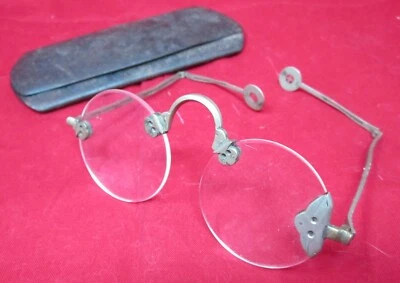 Складные очки без оправы начало 1800-х? Круглые линзы очень редкие и странные / металлический корпус - Изображение 1 из 4