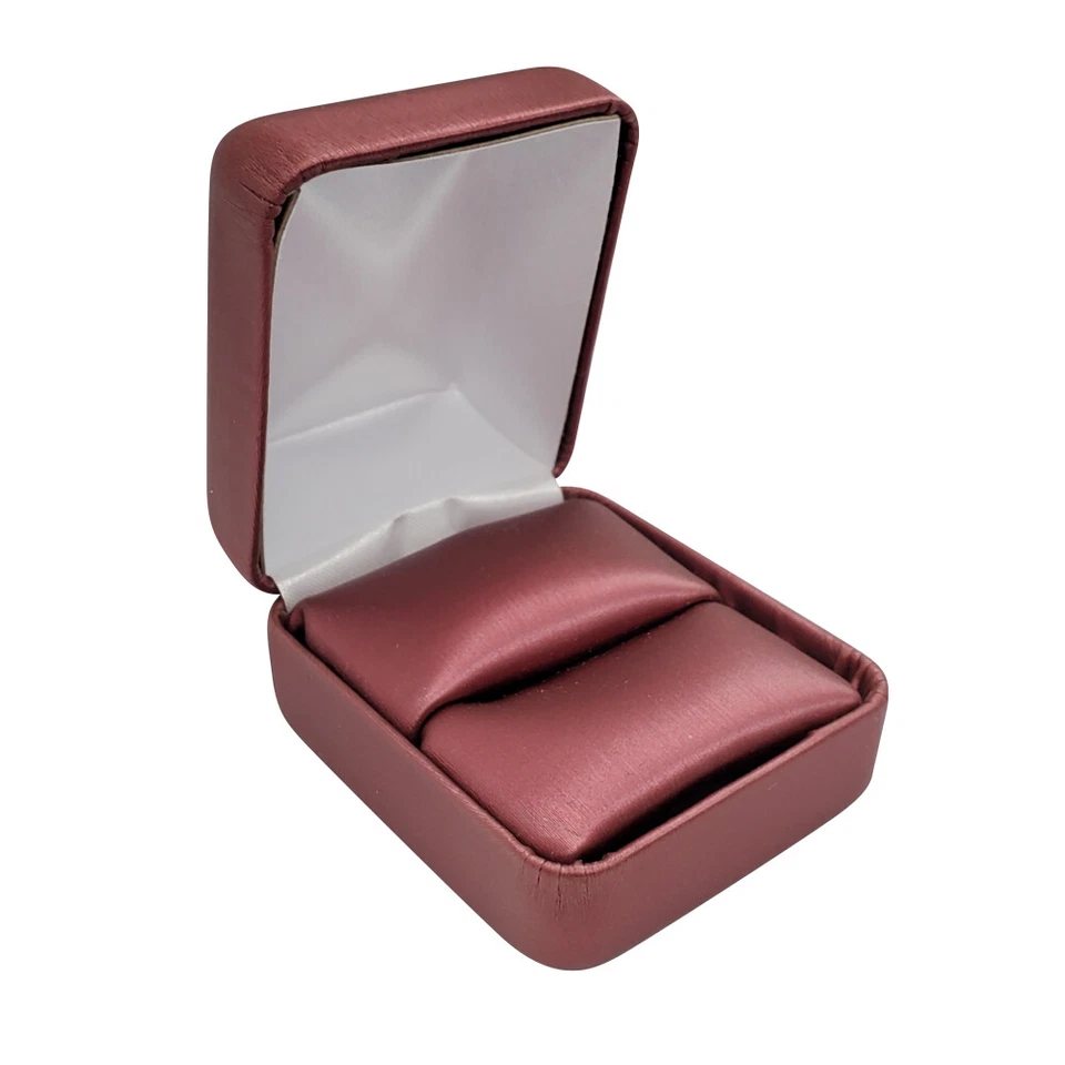 Burgundy Leatherette Jewelry Ring Gift Packaging Ring Boxes ~ Pack of 12 - Image 1 of 4