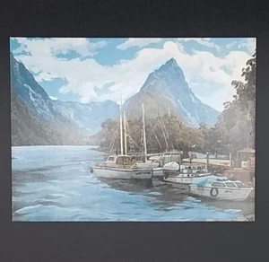 Vintage Mitre Peak, Fiordland New Zealand Card - By Kerry Walker - Used - Bild 1 von 3