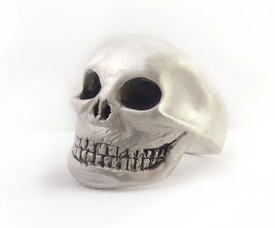Huge Heavy 925 Sterling MATT Silver Ring Biker Skull custom bespoke Size UK HM - Image 1 of 4