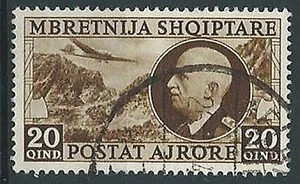 1939 ALBANIA USATO POSTA AEREA 20 Q - ED597 - Picture 1 of 1