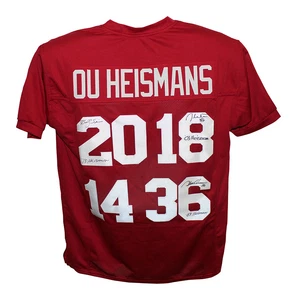Steve Owens Billy Sims & Jason White Signed College Style Red XL Jersey 29494 - Picture 1 of 5