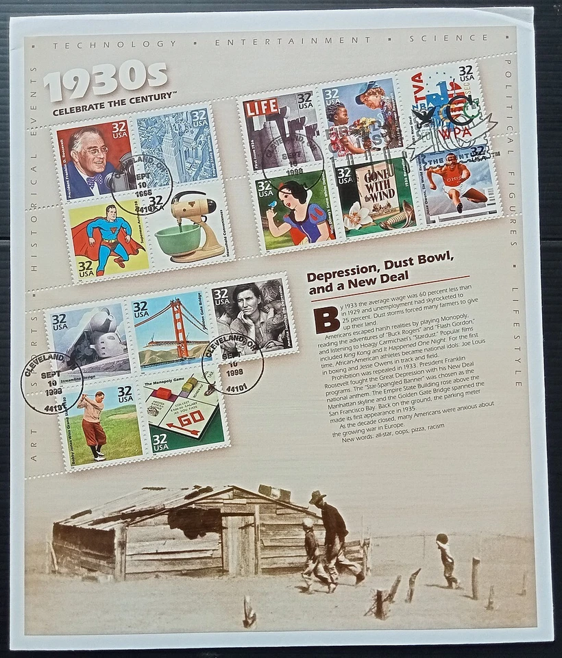 (AOP) US celebrate the century 1930s sheet on FDC - Image 1 of 1