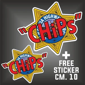 adesivo CHIPS sticker decal autocollant aufkleber + 1 FREE STICKER CM. 10 - Imagen 1 de 3