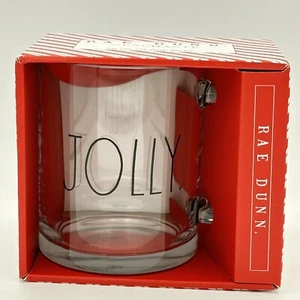 New Rae Dunn Jolly Glass Holiday Coffee Tea Large Capacity 18 Oz Mug by Enchante - Picture 1 of 7