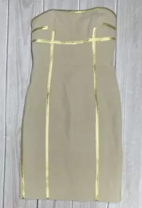 Michael Kors Kleid Größe 8 trägerlos hellbraun beige & gold Schurwolle & Elasthan - Bild 1 von 11