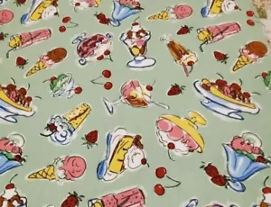 35" 100% cotton Snuggle Flannel - Povelty #6173 Ice Cream Sundae's Berries - Picture 1 of 5