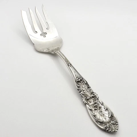 Antique Richelieu International Silver Solid Cold Meat Serving Fork Sterling Cover