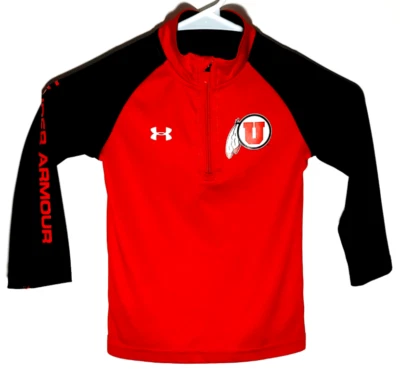 Utah Utes Under Armour 3T Toddler 1/4 Zip Pullover Jacket - Red Black Polyester - Image 1 of 4