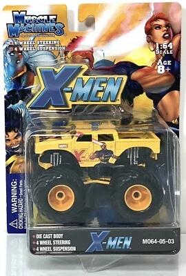 Muscle Machines Marvel X-Men Yellow 1:64 Monster Truck 2004 M064-05-03 Diecast - Image 1 of 4