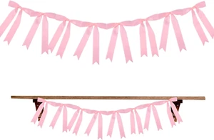Pink Bow Banner, 6.56FT Polyester Bow Garland Decorations Stylish Coquette Birth - Picture 1 of 7