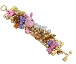 Betsey Johnson SomeBunnys Pearl & Rhinestone Baby Cluster Statement Bracelet - Picture 1 of 14