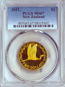2011 NEW ZEALAND $2 TWO DOLLARS COIN PCGS MS67 ELIZABETH II QUALITY✔️ RARE!!! - Picture 1 of 3
