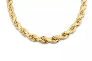 14 Karat Gelbgold plattiert über 925 Sterling Silber Seil Kette Herren Halskette 6,5 mm - Bild 1 von 8