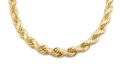 14k Yellow Gold Plated Over 925 Sterling Silver Rope Chain Mens Necklace 6.5mm - Image 1 of 4