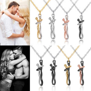 Fashion Cooper Couple Hug Embrace Pendant Necklace Women Valentine's Day Gifts