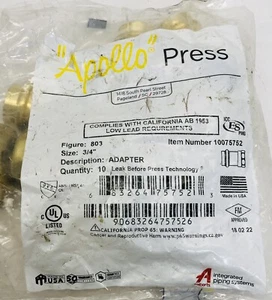 BAG OF 10 APOLLO # 10075752  FEMALE ADAPTER 3/4" THREADED - Picture 1 of 4