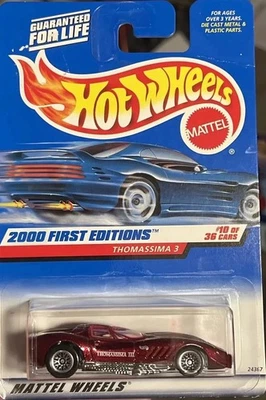 🔥1999 Hot Wheels ~ Thomassima 3 Red Variant HW First Editions Blue Card New 🎃 - Image 1 of 4