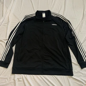 Adidas Mens Black Full Zip Activewear Jacket Size 3XLT Polyester 3 Stripes - Picture 1 of 6
