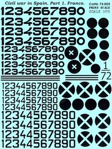 Print Scale Decals 1/72 SPANISH CIVIL WAR Nationalist Aircraft Markings - Bild 1 von 1