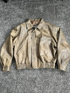New Vintage Vera Pelle Peruzzi Tan Leather Bomber  Jacket Size M/L Beautiful - Picture 1 of 9