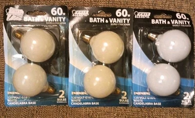 6 FEIT 60W Candelabra Base G16.5 Globe Bulbs - Image 1 of 3