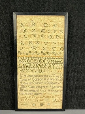 18. Jahrhundert gerahmtes Alphabet Stickerei Handarbeit Muster von Mary Reed um 1788 - Bild 1 von 4