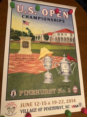 Póster de golf Lee Wybranski edición limitada 2014 US Open Pinehurst n.º 2, firmado Foto 1 de 4