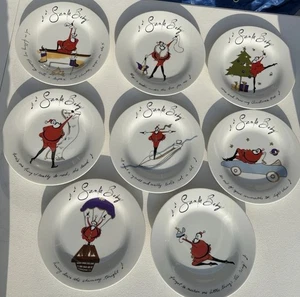 Pottery Barn Santa Baby Dessert Salad Plates Set Of 8 Christmas 8 1/2” Whimsical - Picture 1 of 10