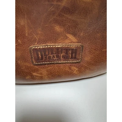 Vintage Duluth Trading Co Lifetime Brown Patina Leather Satchel Crossbody Bag  - Image 1 of 4