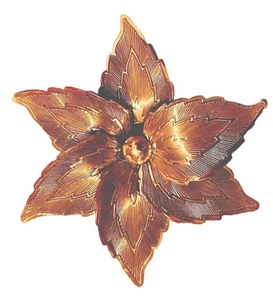 Antique Art Jewelry Rare Pinwheel Brooch Pin Copper Engraved Leaf Shaped Petals - Picture 1 of 12