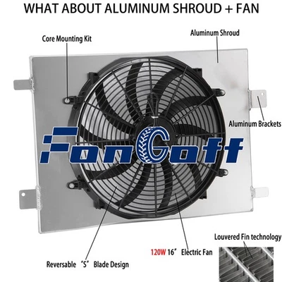 ALUMINUM RADIATOR SHROUD 16"ELECTRIC FAN FIT 2003-13 CHEVROLET CORVETTE SSR V8 - Imagen 1 de 4