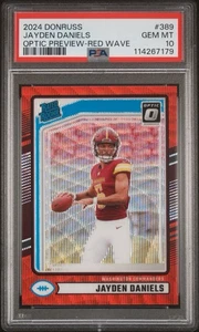 ๐ฅ2024 Donruss Optic Jayden Daniels Preview Red Wave Prizm RC #389 PSA 10 SSP๐ - Picture 1 of 3