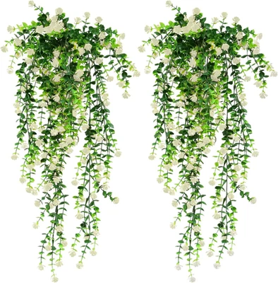 2 Pezzi Fiori Artificiali Cadenti,Champagne Fiori Finti,Esterni Piante Artificia - Immagine 1 di 4