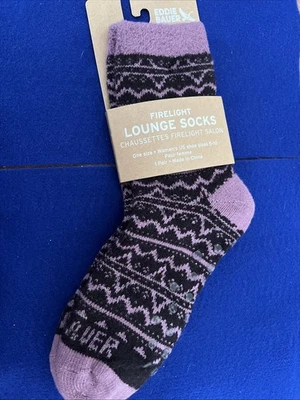 Nuevos calcetines para mujer Eddie Bauer Firelight Lounge púrpura talla 5-10 agarre de tracción Foto 1 de 4