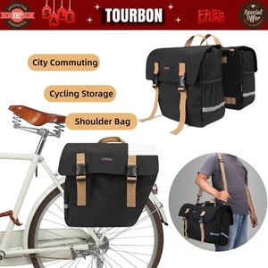 Tourbon Bike Double Pannier Bag Back Seat Rear Rack Bicycle Shop Market Pack 20L - Picture 1 of 24