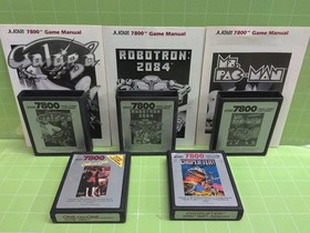 Atari 7800 Games Lot Of 5 Games -3 Games W/Manual - Great Condition -Clean Pins-