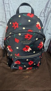 Kate Spade Navy Whimsy Floral Printed Medium Backpack Nylon Waterproof Spring - Picture 1 of 18
