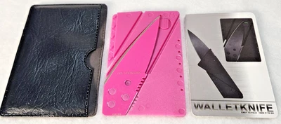 Wallet Knife Credit Card Survival EDC Pink - Image 1 of 4