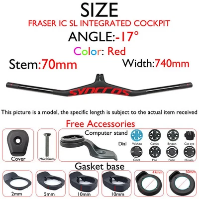 Carbon Fiber MTB Bicycle Integrated Handlebar with Stem Angle -8/-17/-25 Degree - Image 1 of 4