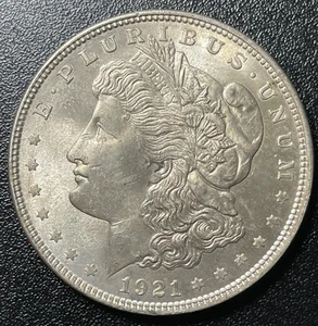 1921 Morgan Silver Dollar - Almost Uncirculated - 90% Silver US Coin - Picture 1 of 3