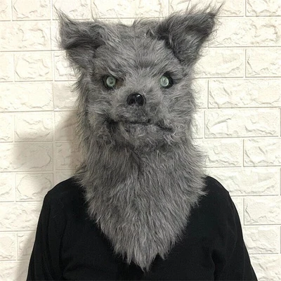 Cartoon Animal Wolf Fox Head Mask Headgear Movable Mouth Cosplay Costumes Props - Image 1 of 4