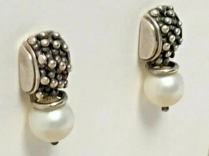 Michael Dawkins Pearl Textured Sterling Silver EARRING ESTATE - Picture 1 of 3