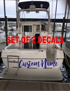Custom Boat Decals Set of 2 10"  x  40 Personalized decal boat lettering pontoon - Imagen 1 de 5