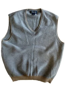 Brooks Brothers Men's L 100% Extra Fine Italian Merino Wool V Neck Vest Sweater - Picture 1 of 4